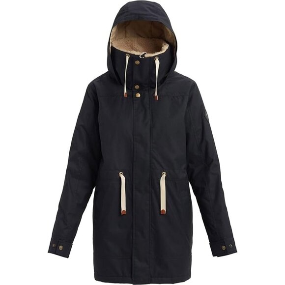 Burton Hazelton Hooded Jacket Womens Sherpa Fleece Collar True Black Size XS - Picture 7 of 13